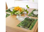 Tovagliette Abakuhaus Rainforest, Alberi Con Muschio Natural Paradise Silenzio Nella Natura Selvaggia - Illustrazione Rilassante, Decorazione Da Tavolo In Tessuto Resistente Al Lavaggio Per Sala Da Pranzo E Cucina, Verde