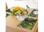 Tovagliette Abakuhaus Rainforest, Albero Con Muschio Nella Giungla Natura Vita Zen Feng Shui Motivo Piante Silenziose, Decorazione Da Tavola In Tessuto Resistente Al Lavaggio Per Sala Da Pranzo E Cucina, Verde Marrone