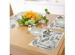 Tovagliette Abakuhaus Jazz Music, Collezione Di Strumenti Musicali Sketch Style Art Con Tromba, Pianoforte E Chitarra, Tiscjdeco In Tessuto Resistente Al Lavaggio Per Sala Da Pranzo E Cucina, Beige E Nero
