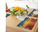 Tovagliette Abakuhaus Ocean, Tramonto, Nuvole, Mare Esotico Con Raggi Di Sole, Magica Vista Serale, Stampa Su Immagine, Tiscjdeco In Tessuto Resistente Al Lavaggio Per Sala Da Pranzo E Cucina, Multicolore