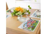 Tovagliette Abakuhaus Zirkus, Scena Circense Con Clown Sull'erba Rainbow Ferris Wheel Happy Bubbles Tema Infanzia, Tiscjdeco In Tessuto Resistente Ai Colori Per La Sala Da Pranzo E La Cucina, Multicolore