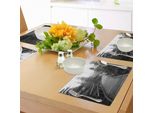 Abakuhaus Tovagliette Paesaggistiche, Binario Nella Natura Selvaggia Con Scene Naturali Spettacolari Della Repubblica Ceca, Tiscjdeco In Tessuto Resistente Al Colore Per La Sala Da Pranzo E La Cucina, Bianco E Nero