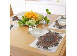 Tovagliette Abakuhaus Mandala, Design Etnico Mandala Asiatico, Motivo Unificante Della Religione Orientale, Stampa, Tiscjdeco In Tessuto Resistente Al Lavaggio Per La Sala Da Pranzo E La Cucina, Multicolore