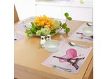 Abakuhaus Tovagliette Torre Eiffel, Eiffel Romantico San Valentino Amore Acquerello Tema Cuore Foglia Silhouette Stampa, Tiscjdeco In Tessuto Resistente Al Colore Per La Sala Da Pranzo E La Cucina, Fucsia Marrone