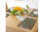 Tovagliette Abakuhaus Mandala, Motivo Con Motivi Arabeschi Medievali Orientali In Stile Mandala, Tiscjdeco In Tessuto Resistente Al Lavaggio Per La Sala Da Pranzo E La Cucina, Verde Blu Rosso