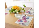 Tovagliette Abakuhaus Con Motivi Floreali, Illustrazioni Ad Acquerello Di Diversi Tipi Di Fiori In Stile Boho, Decorazioni Da Tavola In Tessuto Resistente Allo Scolorimento Per La Sala Da Pranzo E La Cucina, Viola, Rosa, Blu