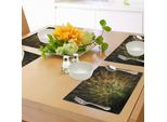 Abakuhaus Tovagliette Peacock, Ritratto Di Pavone Maschio Con Piume Che Spuntano Dall'immagine In Stampa Moderna Dai Colori Scuri, Tiscjdeco In Tessuto Resistente Al Lavaggio Per La Sala Da Pranzo E La Cucina, Verde Senape