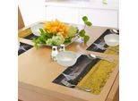 Tovagliette Abakuhaus Natur, Tempesta Sulla Meadow Valley Con Cielo Cupo E Inquietante, Paesaggio Rurale Con Fattoria, Tiscjdeco In Tessuto Resistente Ai Colori Per La Sala Da Pranzo E La Cucina, Giallo Verde Viola