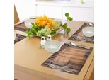 Abakuhaus Tovagliette Rustiche, Porta Semplice Come Nelle Case Verticali In Legno, Nessuno Stampa Bohemien, Tiscjdeco In Tessuto Resistente Al Colore Per La Sala Da Pranzo E La Cucina, Cioccolato