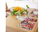 Tovagliette Abakuhaus, Grafica Complessa Con Diverse Icone Musicali Tastiera Festival Piano Design, Tiscjdeco In Tessuto Resistente Al Lavaggio Per La Sala Da Pranzo E La Cucina, Multicolore