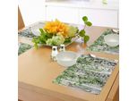 Tovagliette Abakuhaus Foresta, Betulle Nella Foresta Estate Fauna Selvatica Natura All'aperto Con Motivo Immagine, Tiscjdeco In Tessuto Resistente Al Lavaggio Per Sala Da Pranzo E Cucina, Bianco Verde