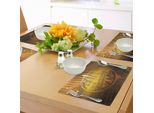 Abakuhaus Tovagliette Da Surf, Illustrazione Di Tavola Da Surf Con Fiori Che Cavalcano Le Onde Sulla Superficie Dell'acqua, Tiscjdeco In Tessuto Resistente Al Colore Per La Sala Da Pranzo E La Cucina, Arancione Giallo Marrone