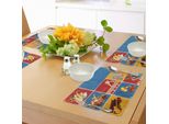 Tovagliette Abakuhaus, Illustrazione Collage Retrò Con Diversi Strumenti Musicali: Chitarra, Violino, Jazz, Pop Art, Boho, Tiscjdeco In Tessuto Resistente Ai Colori Per La Sala Da Pranzo E La Cucina, Multicolore.