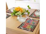 Tovagliette Abakuhaus, Scritta Retro Rock'n'Roll, Colori Grunge Distressed, Tema Musicale, Tiscjdeco In Tessuto Resistente Ai Colori Per La Sala Da Pranzo E La Cucina, Multicolore