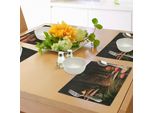 Tovagliette Abakuhaus Con Funghi, Funghi Nella Foresta Profonda E Oscura - Tema Fantasy-Natura - Sentiero Di Terra - Immagine Mistica, Tiscjdeco In Tessuto Resistente Al Lavaggio Per La Sala Da Pranzo E La Cucina, Verde Marrone Rosso