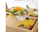 Tovagliette Abakuhaus Wald, Bosco Al Tramonto, Silhouette Delle Colline, Alberi, Erba, Paesaggio Naturale, Tiscjdeco In Tessuto Resistente Ai Colori Per La Sala Da Pranzo E La Cucina, Giallo E Nero.