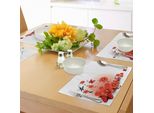 Tovagliette Abakuhaus Con Motivo Papaveri, Sfondo Floreale Con Farfalle, Tema Ispirato Alla Speranza Della Stagione Primaverile, Decorazioni Da Tavola In Tessuto Resistente Allo Scolorimento Per Sala Da Pranzo E Cucina, Bianco, Nero, Rosso