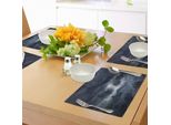 Tovagliette Abakuhaus Natur, Fulmini Nel Cielo Tempestoso E Buio Sopra Le Montagne Come Un'immagine Fantastica E Immaginaria Della Natura, Tiscjdeco In Tessuto Resistente Al Lavaggio Per La Sala Da Pranzo E La Cucina, Blu