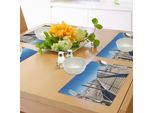 Tovagliette Da Spiaggia Abakuhaus, Spiaggia Deserta Con Sentiero, Cielo Mediterraneo, Calma, Tranquillità, Nessuno, Tema Pace Estiva, Tiscjdeco In Tessuto Resistente Al Lavaggio Per Sala Da Pranzo E Cucina, Crema Blu