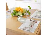 Tovagliette Abakuhaus Con Motivi Floreali, Illustrazione Di Fiori Di Ciliegio Su Sfondo Sporco Con Morbidi Colori Pastello, Decorazioni Da Tavola In Tessuto Resistente Al Lavaggio Per La Sala Da Pranzo E La Cucina, Bianco, Beige, Rosso