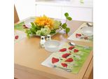 Tovagliette Abakuhaus Con Motivi Floreali, Ambiente Primaverile Con Papaveri E Margherite Su Un Prato Fiorito, Illustrazione Naturale, Decorazione Da Tavola In Tessuto Resistente Al Lavaggio Per Sala Da Pranzo E Cucina, Verde Rosso