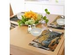 Tovagliette Abakuhaus Foglie, Foglie Cadute Dall'acero Canadese Circondate Da Rocce Panoramiche, Fogliame, Tiscjdeco In Tessuto Resistente Al Colore Per La Sala Da Pranzo E La Cucina, Arancione Grigio