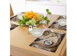 Tovagliette Abakuhaus Con Bussola, Tema Vintage Navigazione E Viaggi, Immagine Lifestyle Con Sestante E Bussola Discovery Tools, Tiscjdeco In Tessuto Resistente Al Lavaggio Per Sala Da Pranzo E Cucina, Color Crema