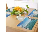 Tovagliette Abakuhaus Con Motivo Faro, Giorno Al Mare Barche A Vela, Faro, Mare Limpido, Nuvole, Isola, Vista Sul Mare, Tiscjdeco In Tessuto Resistente Ai Colori Per La Sala Da Pranzo E La Cucina, Multicolore