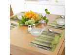 Tovagliette Abakuhaus Wald, Misty Spring Beech Forest Nelle Montagne Dell'europa Centrale Immagine Della Natura Selvaggia, Tiscjdeco In Tessuto Resistente Al Colore Per La Sala Da Pranzo E La Cucina, Beige Verde