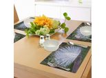 Abakuhaus Tovagliette Pavone, Pavone Che Apre La Sua Coda Nel Giardino Tropicale - Insolita Decorazione Naturale Con Uccelli, Tiscjdeco In Tessuto Resistente Al Lavaggio Per La Sala Da Pranzo E La Cucina, Bianco Verde