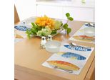 Tovagliette Da Surf Abakuhaus, Tavole Da Surf Colorate E Elaborate, Stile Di Vita All'insegna Del Divertimento, Degli Sport Acquatici E Delle Onde Mobili, Tiscjdeco In Tessuto Resistente Al Colore Per La Sala Da Pranzo E La Cucina, Arancione Giallo Blu