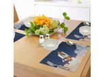 Tovagliette Abakuhaus Space, Space Rocket Lifting Attraverso Le Nuvole Esplora La Galassia Foto, Tiscjdeco In Tessuto Resistente Al Lavaggio Per La Sala Da Pranzo E La Cucina, Arancione Bianco Blu