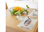 Tovagliette Abakuhaus, Bandiera Americana Cucita Con Motivo Vintage A Tema Rugby, Tiscjdeco In Tessuto Resistente Ai Colori Per La Sala Da Pranzo E La Cucina, Crema Blu Rosso
