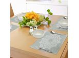 Tovagliette Abakuhaus In Stile Arabo, Motivi Orientali Damascati, Arabeschi Ed Elementi Floreali, Motivi Classici, Tiscjdeco In Tessuto Resistente Al Lavaggio Per La Sala Da Pranzo E La Cucina, Bianco E Verde.