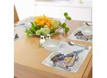 Tovagliette Abakuhaus Jazz Music, Illustrazione Del Trombettista Con Spruzzi Di Colore Sullo Sfondo, Tiscjdeco In Tessuto Resistente Al Colore Per La Sala Da Pranzo E La Cucina, Viola Giallo