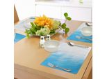 Abakuhaus Tovagliette Astratte, Grafica Astratta In Acquerello, Cielo Nuvoloso, Design Contemporaneo, Tiscjdeco In Tessuto Resistente Al Lavaggio Per Sala Da Pranzo E Cucina, Bianco E Blu