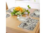 Tovagliette Abakuhaus, Motivo Hippie Con Teschi, Cuffie, Giradischi, Microfono E Altoparlante, Tiscjdeco In Tessuto Resistente Al Lavaggio Per Sala Da Pranzo E Cucina, Beige E Nero