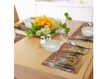 Tovagliette Abakuhaus Wald, Giungla In Autunno Con Betulle Gialle E Foglie Secche Herb Autumn Leaves Warm Weather Photo, Tiscjdeco In Tessuto Resistente Al Lavaggio Per La Sala Da Pranzo E La Cucina, Arancione Marrone