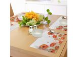 Tovagliette Abakuhaus Con Motivo Papaveri, Acquerelli Digitali Design Con Papaveri Autentico Bouquet Botanico Classico Stampa, Tiscjdeco In Tessuto Resistente Al Lavaggio Per Sala Da Pranzo E Cucina, Bianco Rosso