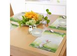 Tovagliette Abakuhaus Spa, Fiori Di Orchidea Con Rami Di Bambù Dai Colori Vivaci Tema Spirituale, Tovagliette Decorative In Tessuto Resistente Ai Colori Per La Sala Da Pranzo E La Cucina, Bianco E Verde