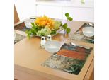 Abakuhaus Tapparelle Tovagliette, Vecchio Stile Rustico Francese Ingresso Muro In Pietra Fattoria Stampa Immagine, Tiscjdeco In Tessuto Resistente Al Colore Per La Sala Da Pranzo E La Cucina, Arancione Verde