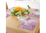 Tovagliette Abakuhaus Spa, Petali Di Orchidea In Design Monocromatico Bouquet Primavera Fioritura Germoglio Crescita Natura Tranquilla Stampa, Stampa Digitale Su Tessuto Lavabile Decorazione Tavola Cucina, Rosa
