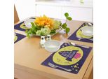 Abakuhaus Tovagliette Amore, Rocket Va Nello Spazio Ti Amo Fino Alla Luna E Ritorno Citazione Stelle Design Carino, Tiscjdeco In Tessuto Resistente Al Lavaggio Per La Sala Da Pranzo E La Cucina, Indaco Giallo