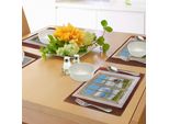 Abakuhaus Tovagliette Rustiche, Prato Con Alberi E Finestra, Paesaggio Rurale Con Cottage Fiorito, Tiscjdeco In Tessuto Resistente Al Lavaggio Per Sala Da Pranzo E Cucina, Multicolore
