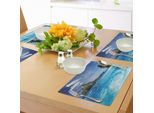 Abakuhaus Tovagliette Paesaggio, Paesaggio Con Piscina E Isola Lontana Tropic Exotic Hawaiian Theme, Tiscjdeco In Tessuto Resistente Al Colore Per La Sala Da Pranzo E La Cucina, Verde Turchese