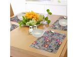 Abakuhaus Tovagliette Marocchine, Collezione Di Piastrelle E Immagini In Mosaico Ceramico Con Motivi Geometrici Matematici, Tessuto Lavabile Per Sala Da Pranzo, Cucina, Decorazioni Per La Tavola, Stampa Digitale, Rosso Magenta