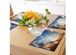 Abakuhaus Tovagliette Wolken, Sky View Con Raggi Di Sole Dal Basso Mystic Illusions Vision Vibrant Scene Art, Tiscjdeco In Tessuto Resistente Al Lavaggio Per La Sala Da Pranzo E La Cucina, Arancione Blu