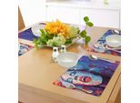 Abakuhaus Tovagliette Jazz Music, Illustrazione Del Cantante Su Sfondo Grunge Che Esegue L'immagine Della Donna Che Canta, Tiscjdeco In Tessuto Resistente Al Colore Per La Sala Da Pranzo E La Cucina, Viola Blu Rosso