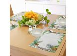 Abakuhaus Tovagliette All'ananas, Acquerello, Isola Tropicale, Stampa Bordata, Frutta Esotica, Palme E Foglie, Tiscjdeco In Tessuto Resistente Al Colore Per La Sala Da Pranzo E La Cucina, Multicolore