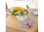 Tovagliette Abakuhaus Batik, Corpi Floreali Con Rami Ricurvi E Farfalle Su Sfondo Retrò Stampato Graficamente, Tiscjdeco In Tessuto Resistente Al Lavaggio Per La Sala Da Pranzo E La Cucina, Multicolore